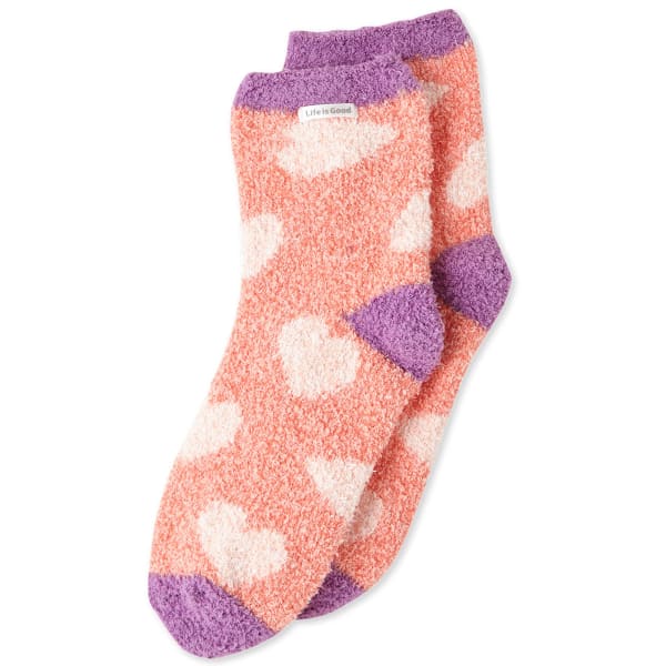 LIFE IS GOOD Women's Scattered Hearts Snuggle Crew Socks