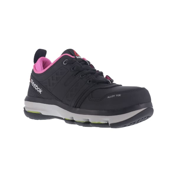 REEBOK WORK Women's DMX Flex Work Alloy Toe Work Shoes, Black/ Pink