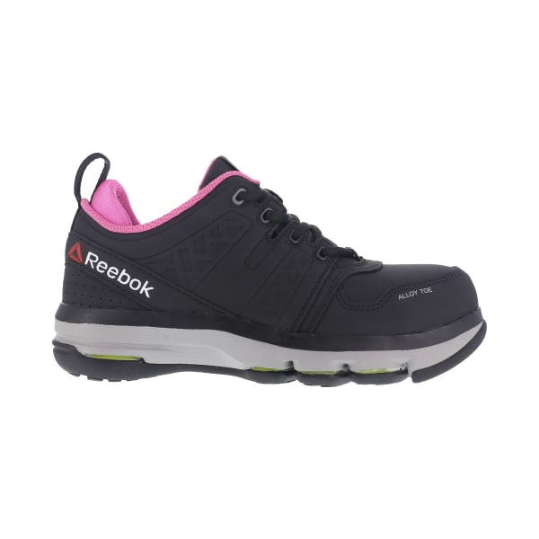 REEBOK WORK Women's DMX Flex Work Alloy Toe Work Shoes, Black/ Pink, Wide