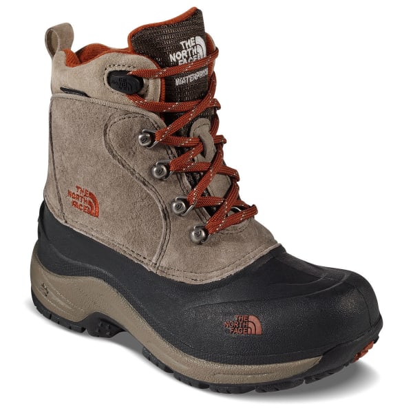 THE NORTH FACE Boys' Chilkat Lace II Waterproof Winter Boots, Mudpack Brown/Sienna Orange