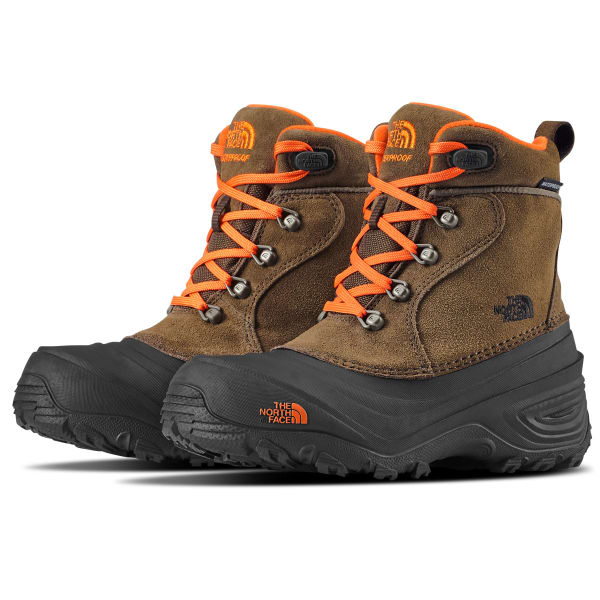 THE NORTH FACE Boys' Chilkat Lace II Waterproof Winter Boots, Mudpack Brown/Sienna Orange