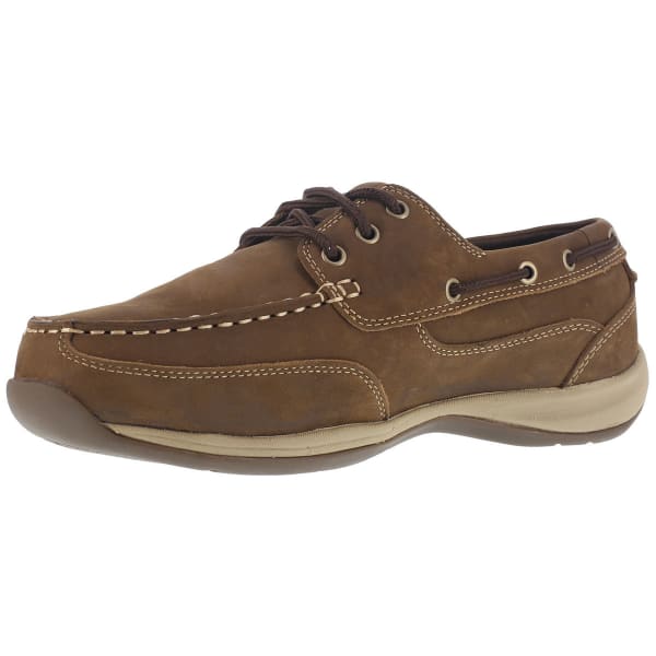 ROCKPORT WORKS Men's Sailing Club Steel Toe Boat Shoes, Brown