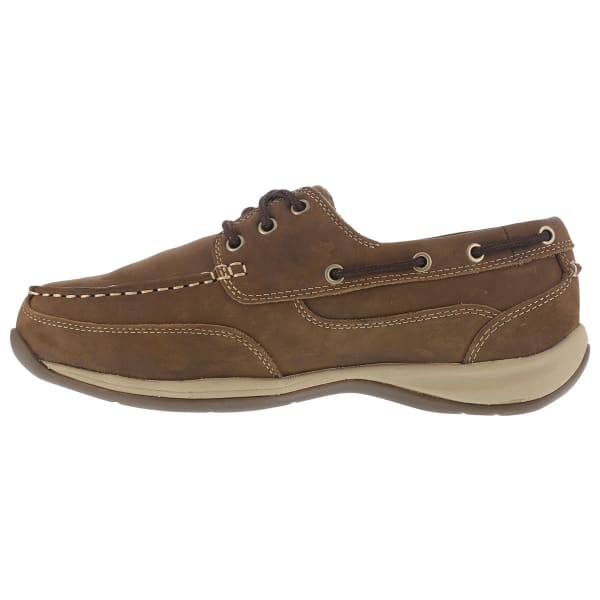 ROCKPORT WORKS Men's Sailing Club Steel Toe Boat Shoes, Brown, Wide