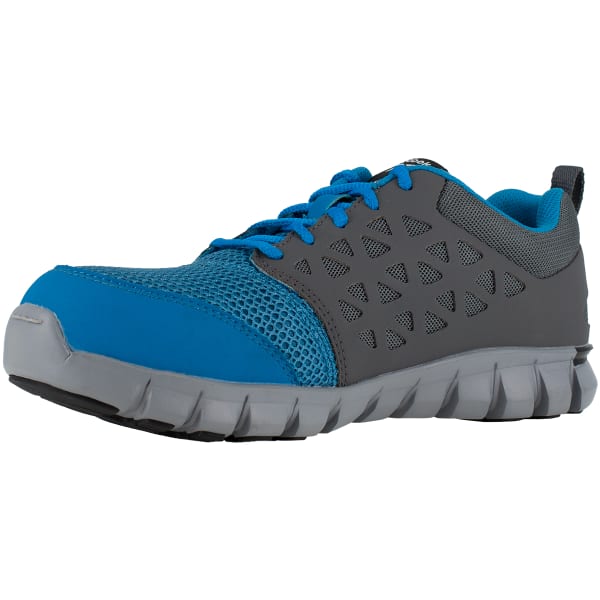 REEBOK WORK Men's Sublite Cushion Work Alloy Toe Work Shoes, Blue/ Grey, Wide