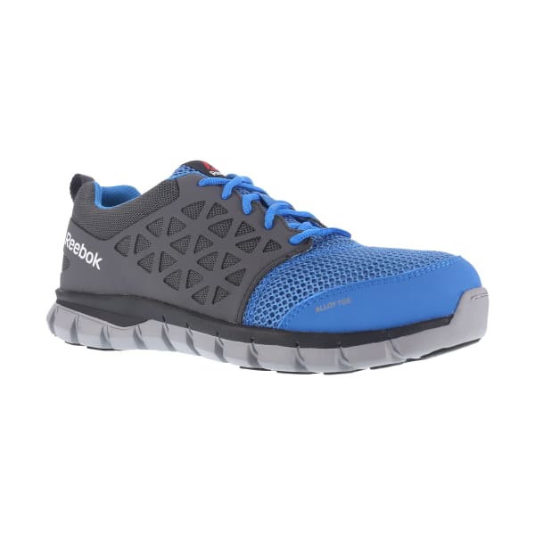 REEBOK WORK Women's Sublite Cushion Work Alloy Toe Work Shoes, Blue/ Grey