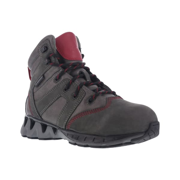 REEBOK WORK Women's Zigkick Carbon Toe Waterproof  Hiking Boots, Grey/ Fuchsia