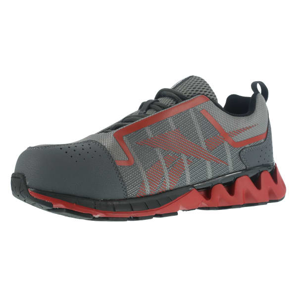 REEBOK WORK Men's Zigwild TR2 Work Carbon Toe Trail Runner Oxford Shoes, Grey/ Red, Wide