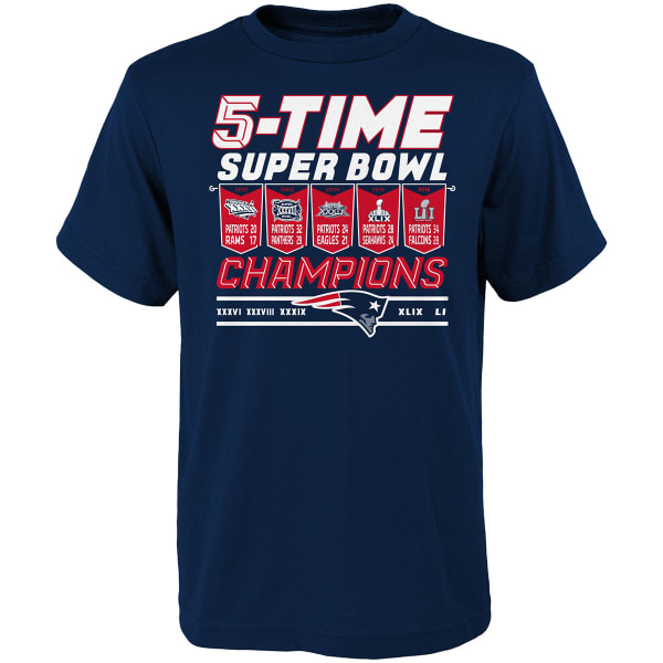 NEW ENGLAND PATRIOTS Kids' Super Bowl LI 5-Time Champions Short-Sleeve Tee