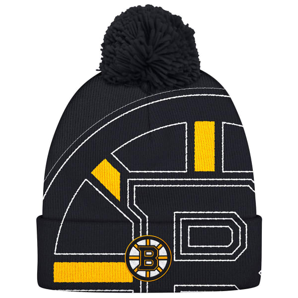 ADIDAS Men's Boston Bruins Big Logo Cuffed Pom Knit Beanie