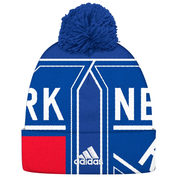 ADIDAS Men's New York Rangers Big Logo Cuffed Pom Knit Beanie