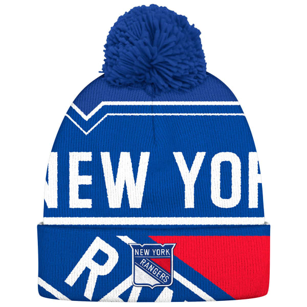 ADIDAS Men's New York Rangers Big Logo Cuffed Pom Knit Beanie