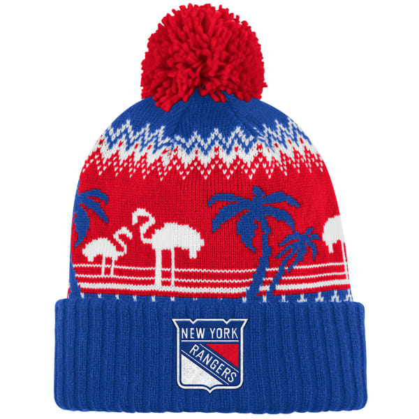 ADIDAS Men's New York Rangers Ugly Sweater Cuffed Pom Beanie