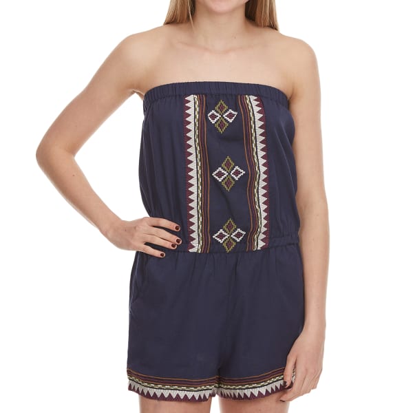 ANGIE Juniors' Embroidered Tube Romper