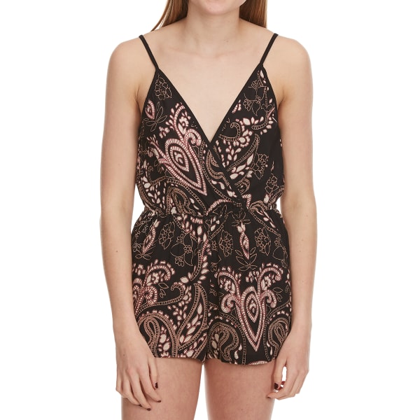 ANGIE Juniors' Printed V-Neck Cami Romper