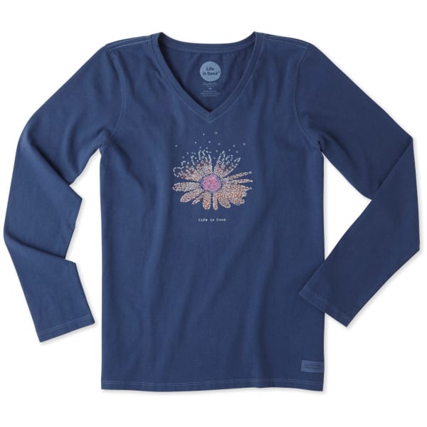 LIFE IS GOOD Women's Daisy Hearts Long Sleeve Crusher Tee