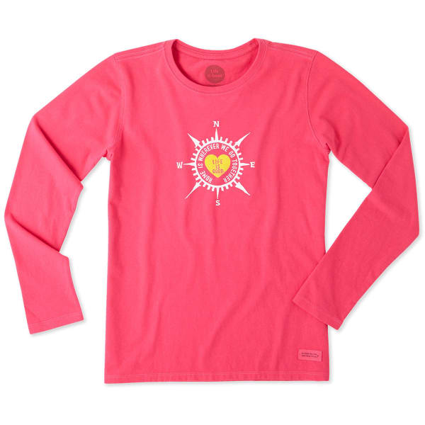 LIFE IS GOOD Women's Heart Compass Long Sleeve Crusher Tee