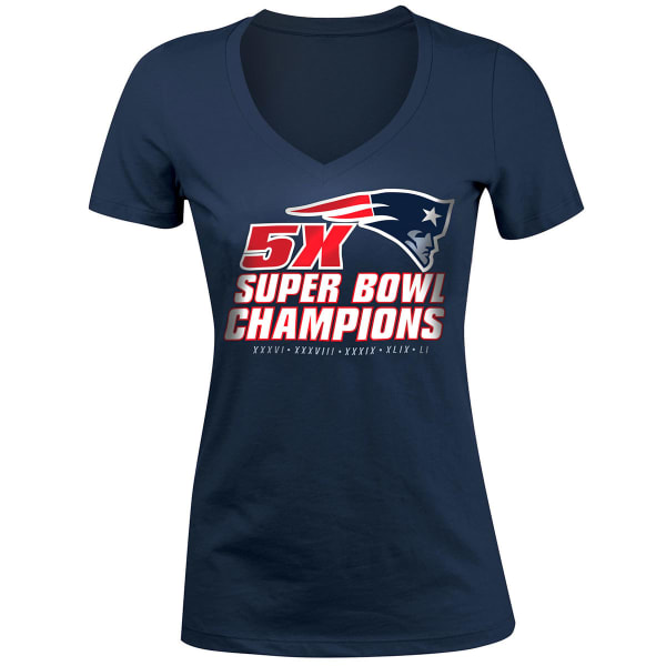 NEW ENGLAND PATRIOTS Women's Super Bowl 51 5 Times Champions V-Neck Tee