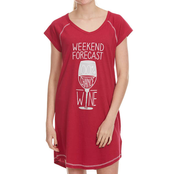 PANTIES PLUS Women's Weekend Forecast Wine Sleep Shirt