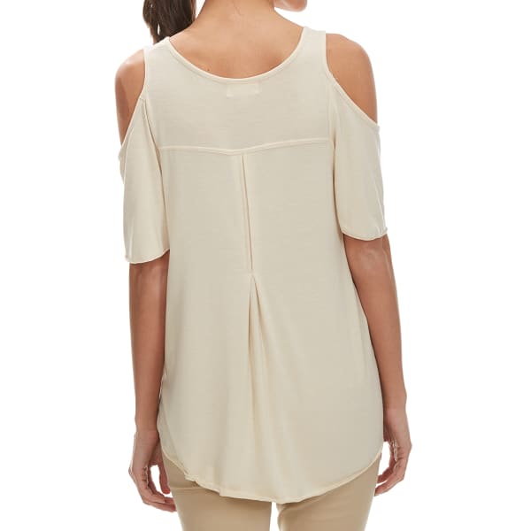 THYME & HONEY Women's Solid Cold Shoulder V-Neck Top