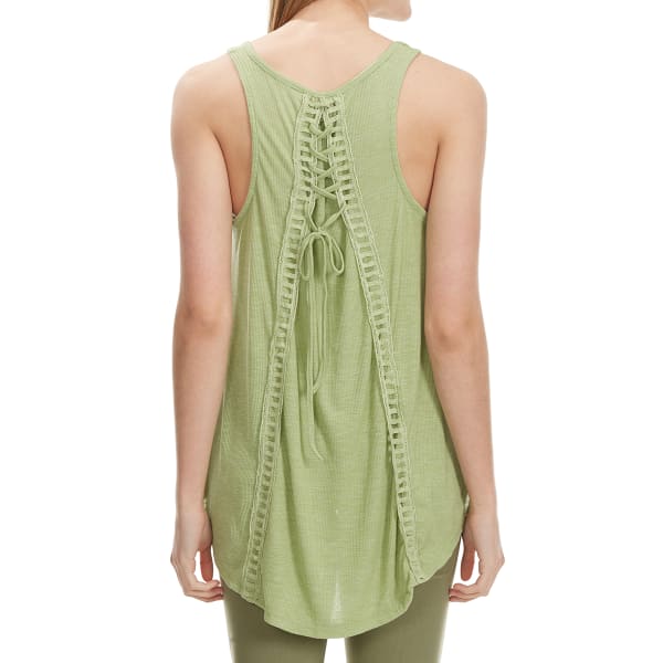 POOF Juniors' High-Low Lace-Up Back Tank