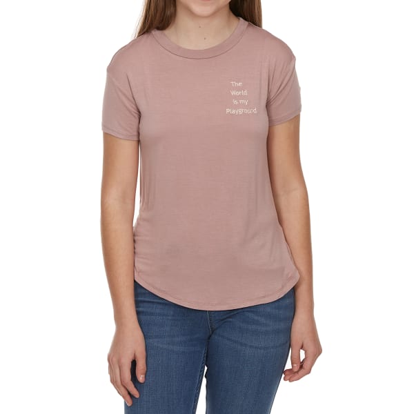 MISS CHIEVOUS Girls' €œThe World is My Playground" High-Low Emblem Short-Sleeve Tee