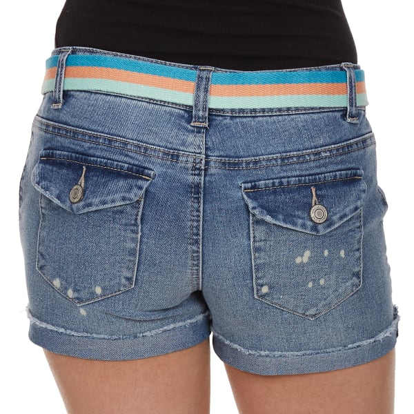 VANILLA STAR Girls' Splatter Belted Denim Shorts