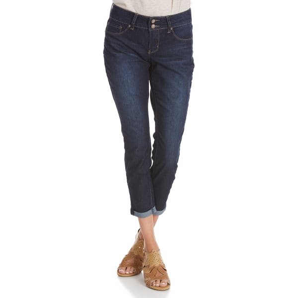 ROYALTY Women's Super Soft 2-Button Cuffed Anklet Jeans