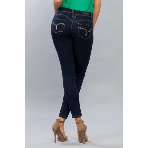 ROYALTY Women's Wanna Betta Butt Single Button Skinny Jeans