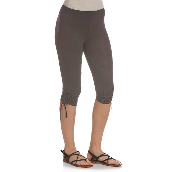 POOF Solid Rouched Tie Capri Leggings