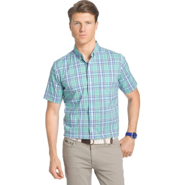 IZOD Men's Big And Tall Short Sleeve Woven Plaid Shirt