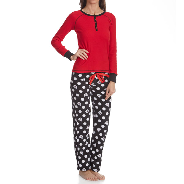 SLEEP & CO. Women's Polar Bear Dots Thermal Plush Sleep Set