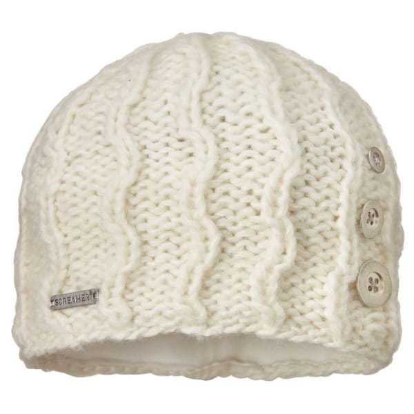 SCREAMER Women's Tapestry Button Beanie Hat with Fleece Lining