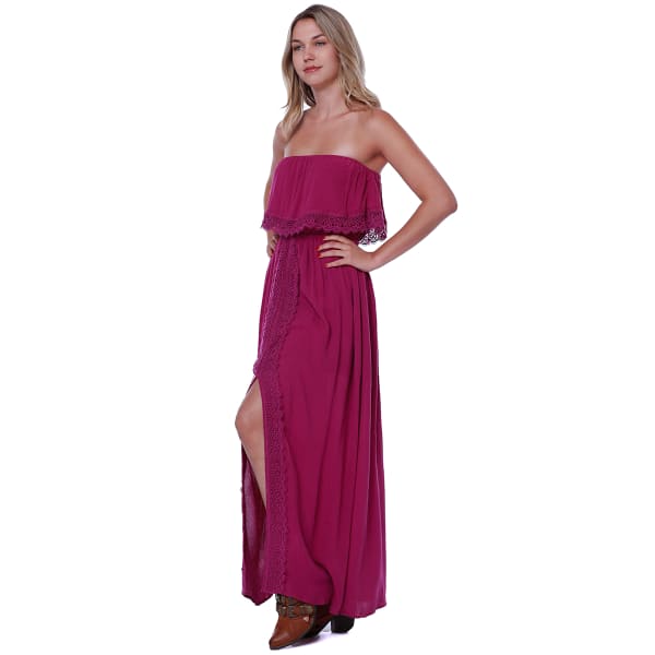 TAYLOR & SAGE Juniors' Flounce Top Strapless Maxi Dress