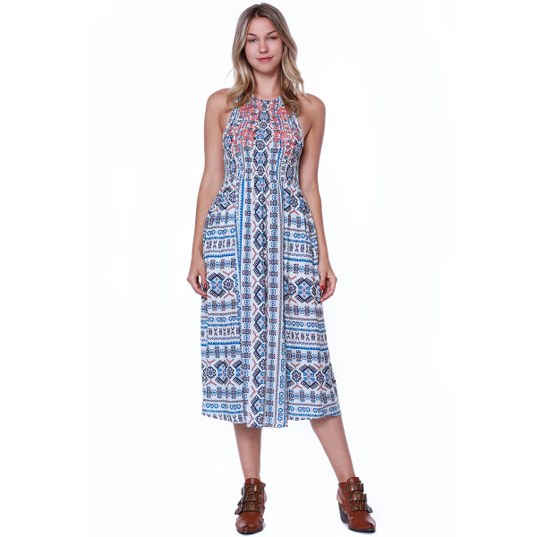 TAYLOR & SAGE Juniors' Printed Embroidered Maxi Dress