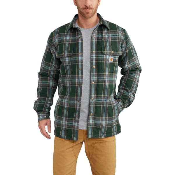 CARHARTT Men's Hubbard Sherpa-Lined Flannel Shirt Jacket