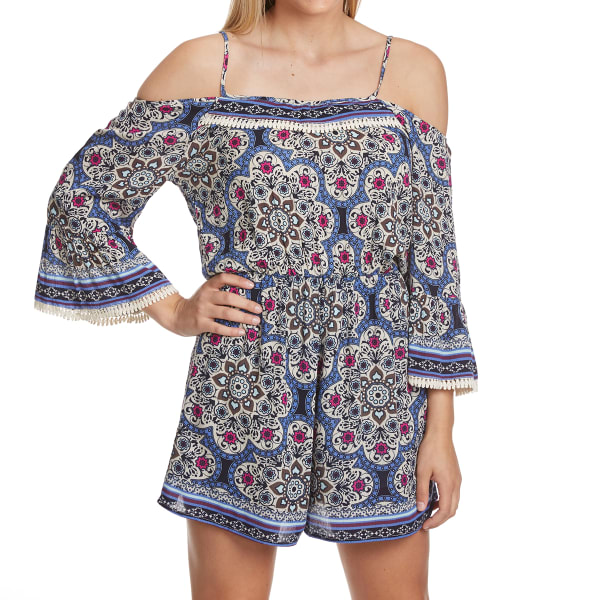 CRIMSON IN GRACE Women's Printed Off-Shoulder Romper