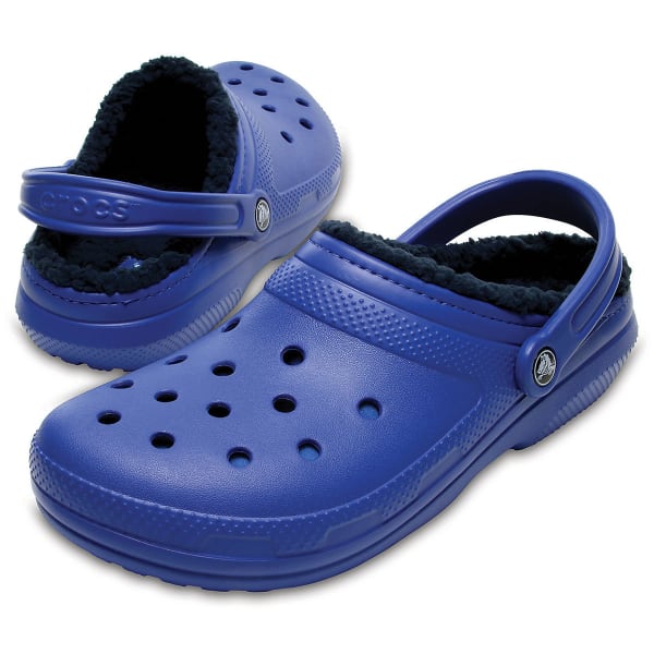 CROCS Unisex Classic Fuzz Lined Clogs, Blue Jean/Navy