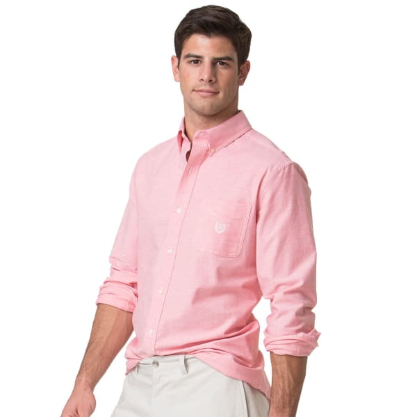 CHAPS Men's Stretch Woven Oxford Long-Sleeve Shirt