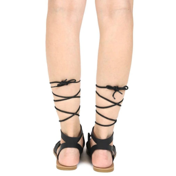 QUPID Women's Athena-914 Lace-Up Gladiator Sandals, Black