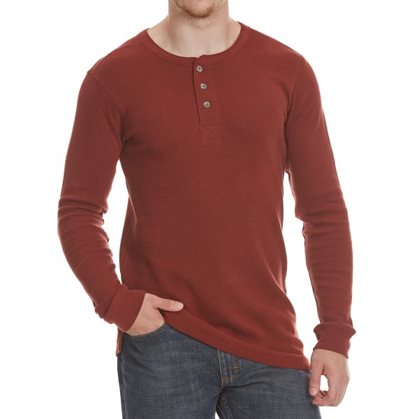 RUGGED TRAILS Men's Thermal Henley Long-Sleeve Shirt