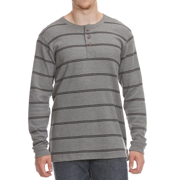 RUGGED TRAILS Men's Thermal Striped Henley Long-Sleeve Shirt - Bob’s Stores