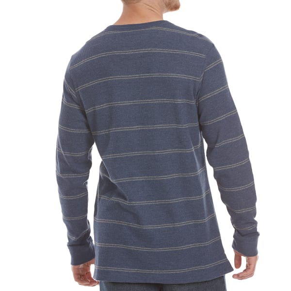 RUGGED TRAILS Men's Thermal Striped Henley Long-Sleeve Shirt