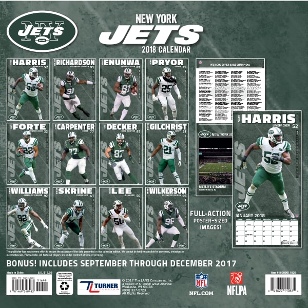 NEW YORK JETS 2018 12 x 12 in. Team Wall Calendar