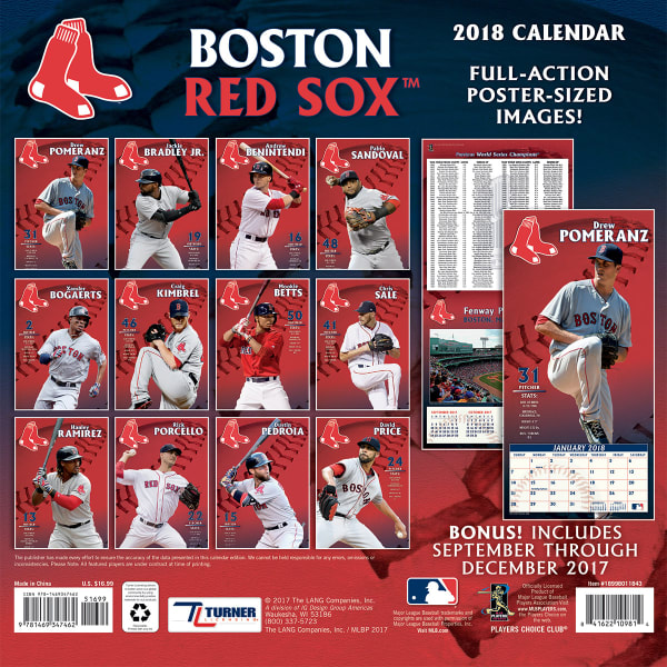 BOSTON RED SOX 2018 12 x 12 in. Team Wall Calendar