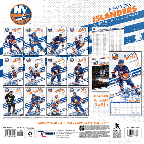 NEW YORK ISLANDERS 2018 Wall Calendar