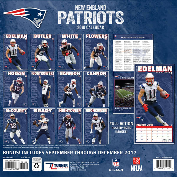 NEW ENGLAND PATRIOTS 2018 7 x 7 in. Mini Wall Calendar