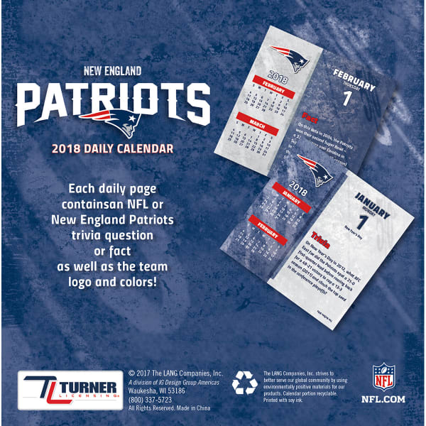 NEW ENGLAND PATRIOTS 2018 Daily Box Calendar