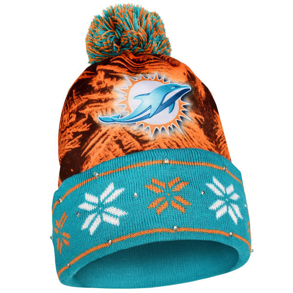 Miami Dolphins NFL Big Logo Light Up Printed Beanie