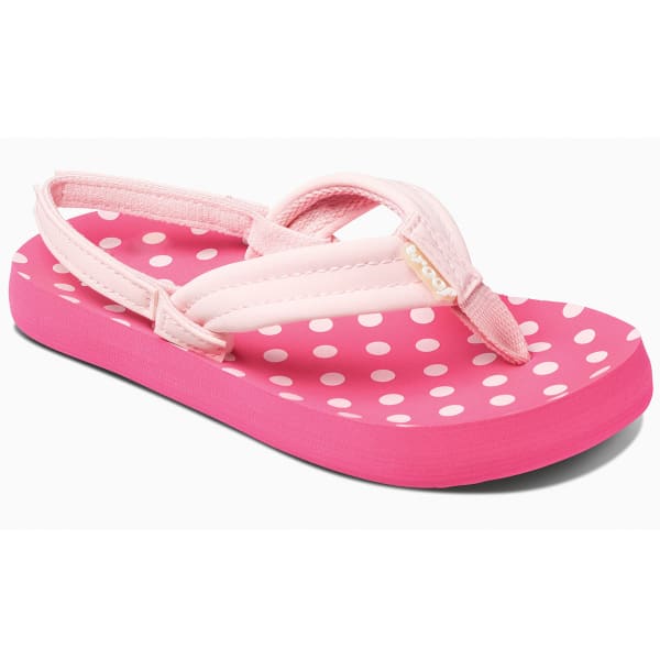 REEF Girls' Little Ahi Sandals, Pink Polka Dots