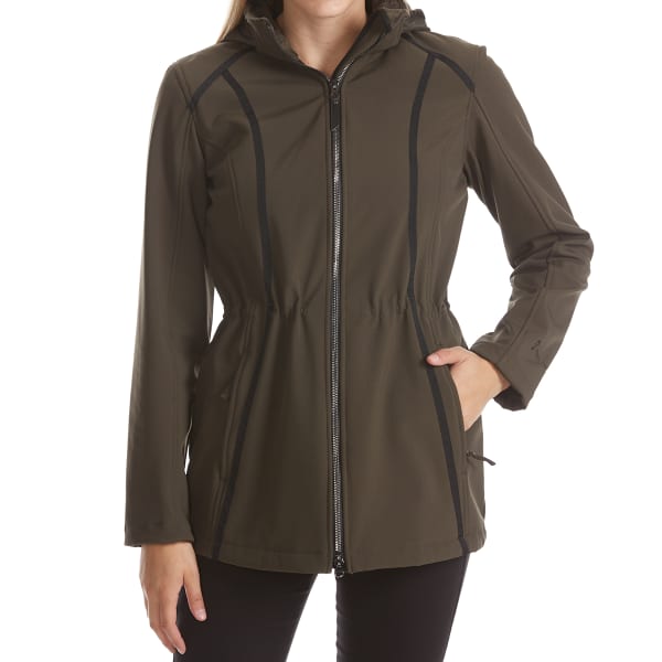 FREE COUNTRY Women's Solid Long Hooded Soft Shell Jacket